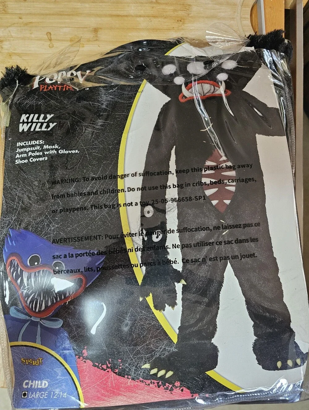 Spirit Halloween Poppy Playtime Killy Willy Costume Youth L 12-14 Complete New
